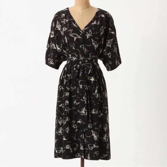 Anthropologie Moulinette Souers Many Folds Shirtdress 100% silk Origami size 2 - Picture 1 of 13